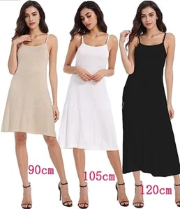 Women Long Spaghetti Strap Full Cami Slip Camisole Under Dress Nightgown Chemise - Picture 1 of 27