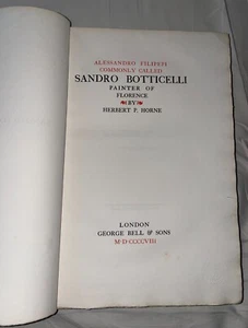 Herbert P. Horne: Sandro Botticelli, , 1908. First Edition. VERY RARE! - Bild 1 von 14