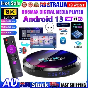 H96 MAX Smart TV Box Android 13.0 Quad Core 8K HD Stream Media Player 65GB ROM - Picture 1 of 18
