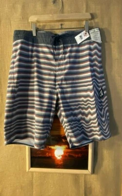 NWT Volcom Stoneys men’s Aura Stoney stripe multicolor board shorts size 38 - Image 1 of 4