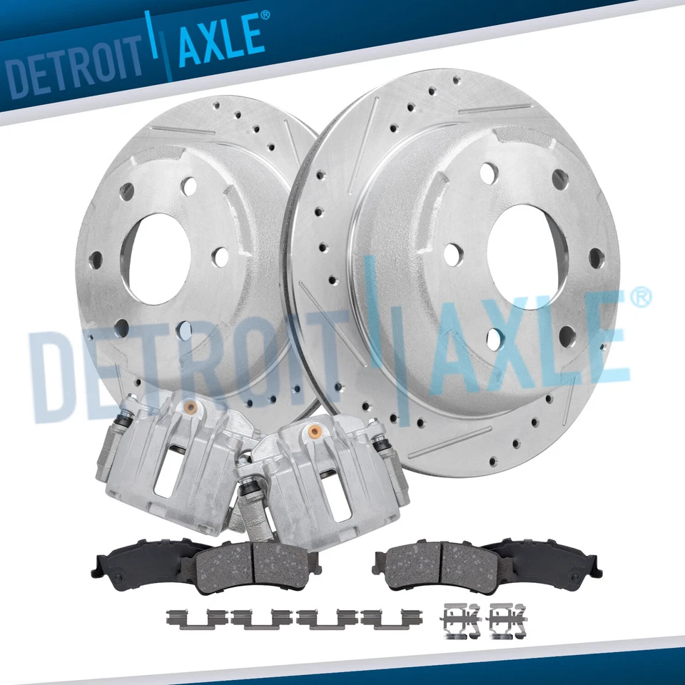 6pc Rear Drilled Rotors + Brake Calipers & Brake Pads for Silverado Sierra 1500 - Image 1 of 4