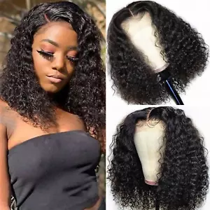 Short Curly Bob Lace Front Wigs Human Hair for Black Women Glueless Wet and Wavy - Picture 1 of 6
