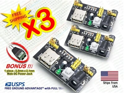 3X MB102 Breadboard Dual Power Supply Module 3.3V and 5V for Arduino Bread Board - Image 1 of 4
