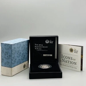 SCARCE 2014 RM PIEDFORT Silver Proof Floral UK £1 One Pound Northern Ireland - Picture 1 of 5
