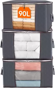 90L Large Storage Bags, Closet Organizers and Storage, Clothes Storage Bins with - Picture 1 of 12