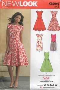 New Look Sewing Pattern 6094 Dress Fitted with Slim or Full Skirt Size 8-18 New - Picture 1 of 13