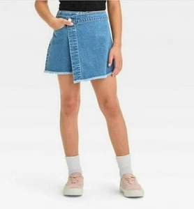 NEW NWT Girls Sz XL (14) Blue Denim Cotton Wrap Front Skort Shorts ART CLASS - Picture 1 of 4
