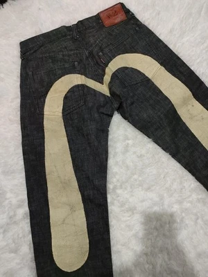 EVISU Daikoku черный джинсовой ткани No 2 Лот 2000 Selvedge красный край 33 x 35 сделано в Японии - Изображение 1 из 4