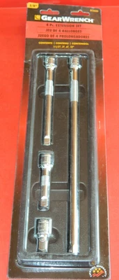 GEARWRENCH 81200D 4 PIECE EXTENSION SET 3/8" DRIVE 1-1/2", 3", 6", & 12" LENGTHS - Image 1 of 4