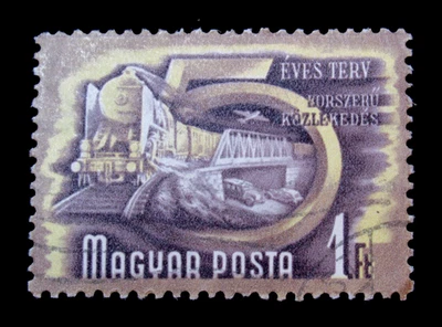 Locomotora de tren Hungría Stamp Scott 952 1Fo 1951 usada Foto 1 de 2