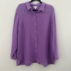 J. Jill Baumwolle Gaze lila Tunika Langarm Shirt Größe Large ($ 89) - Bild 1 von 6