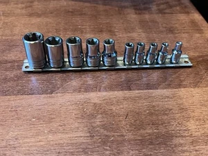 Snap-on Tools 210AFLEY 10 Pc Combo Dr. Shallow Inverted Socket Set (E4-E18) USA - Picture 1 of 6