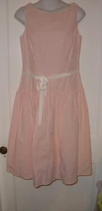 Talbots rosa Seersucker komplett gefüttert ärmellos Drop Waist Kleid Größe 4 - Bild 1 von 8