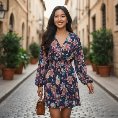 Haute Hippie Free Love San Franciscan Nights Silk Floral Mini Dress Size XS  - Image 1 of 4