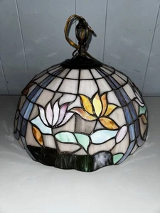 Vintage Tiffany Hänge Boden Decken Lampe Schirm Floral Glas NJ Diner WUNDERSCHÖN - Bild 1 von 10