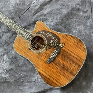 Cutaway Full Koa Chitarra Elettrica Acustica Solid Top, Tastiera in Palissandro Bone Nut - Foto 1 di 7
