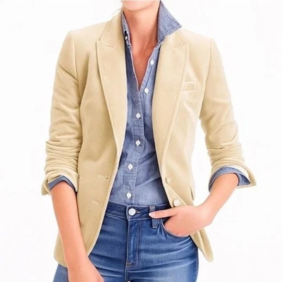 J. CREW Parke Blazer Velvet Prosecco Cream Tan Sz 8 $228 {204} - Image 1 of 4