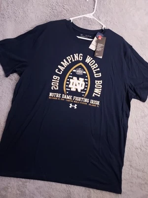 NEW Notre Dame Shirt Mens 2XL XXL Under Armour 2019 Camping World Bowl Blue NWT - Image 1 of 4