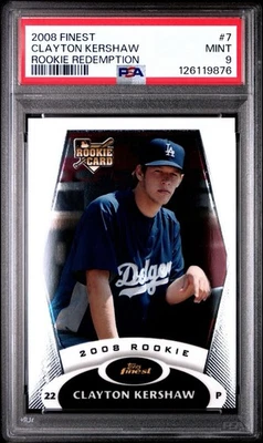 2008 TOPPS FINEST RC REDEMPTION #7 CLAYTON KERSHAW ROOKIE RC LA Dodgers PSA 9 - Image 1 of 3