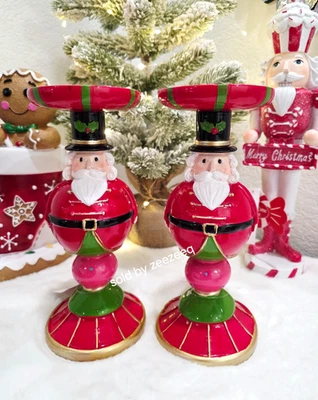 Juego de Candelabros Soldado Cascanueces Rojo Navidad Decoración de Mesa 9.75" NUEVO Foto 1 de 4