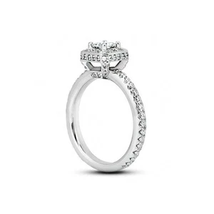 Anillo de piedra lateral con halo de diamantes naturales certificados princesa G-SI1 de 1,35 quilates G-SI1 - Imagen 1 de 3