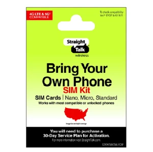Kit SIM Straight Talk Apportez votre propre téléphone, pas de temps d'antenne - prépayé - Photo 1 sur 4