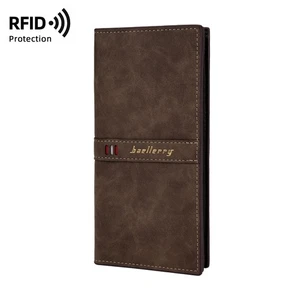 RFID-Schutz Herren faltbares Leder Kartenetui Geldbörse Anzug lange Brieftasche Scheckbuch - Bild 1 von 12