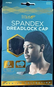 TITAN CLASSIC JUMBO Spandex Dreadlock Cap Black  #22144 - Picture 1 of 3