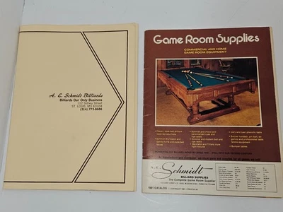 1981 A. E. Schmidt Catálogo de suministros de sala de juegos Tacos, mesas de billar y sala de billar Foto 1 de 4