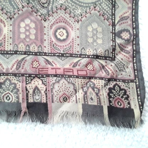 ETRO Scarf Designer Wool Silk Italy Italian Paisley Bohemian Luxury - Picture 1 of 16