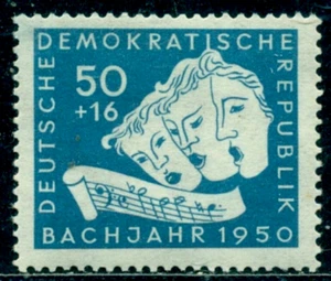 1950 Johann Sebastian Bach,Music notes,Mask Chorus,Germany,DDR,259,CV€22/$30,MNH - Picture 1 of 2