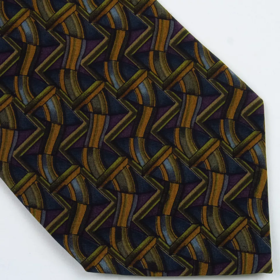 Corbata para Hombre J. Garcia Azul Púrpura Dorado Abstracta 58"x3.75" Artística Hippie Foto 1 de 4