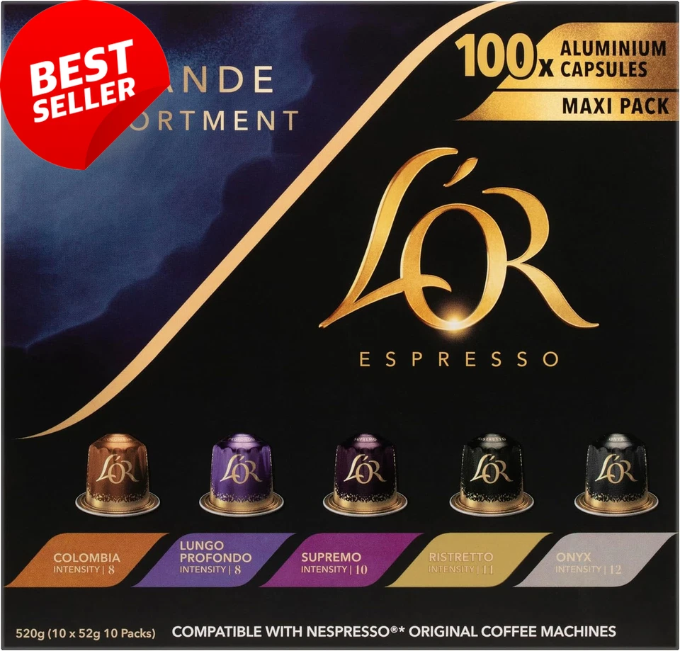 L'OR Espresso Grande Coffee Pods 100 Pack Nespresso Compatible Capsules - AU