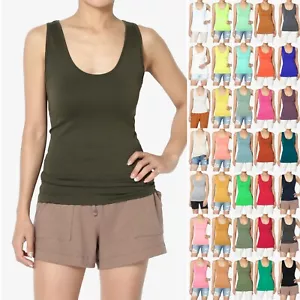 TheMogan S ~ 3X Scoop U Neck Seamless Tank Top Sleeveless Ultra Soft Layering Tee - Imagen 1 de 308