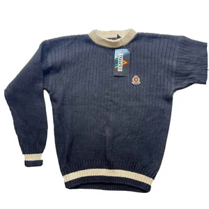 Vtg Altitude Polo Rugby Navy Cream Cable Knit Sweater Women’s M Crest Deadstock - Picture 1 of 7