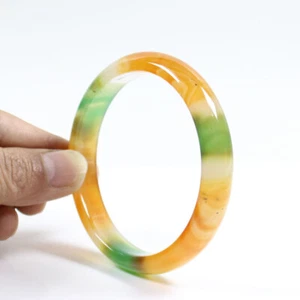 Brazalete Brazalete 69mm Certificado Ágata Natural Calcedonia Multicolor Jade j7438 - Imagen 1 de 9