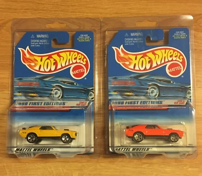 Lot Of 2 Hot Wheels First Editions #670 70 Ford Mach 1 Mustang Yel/Org Variation - Image 1 of 4