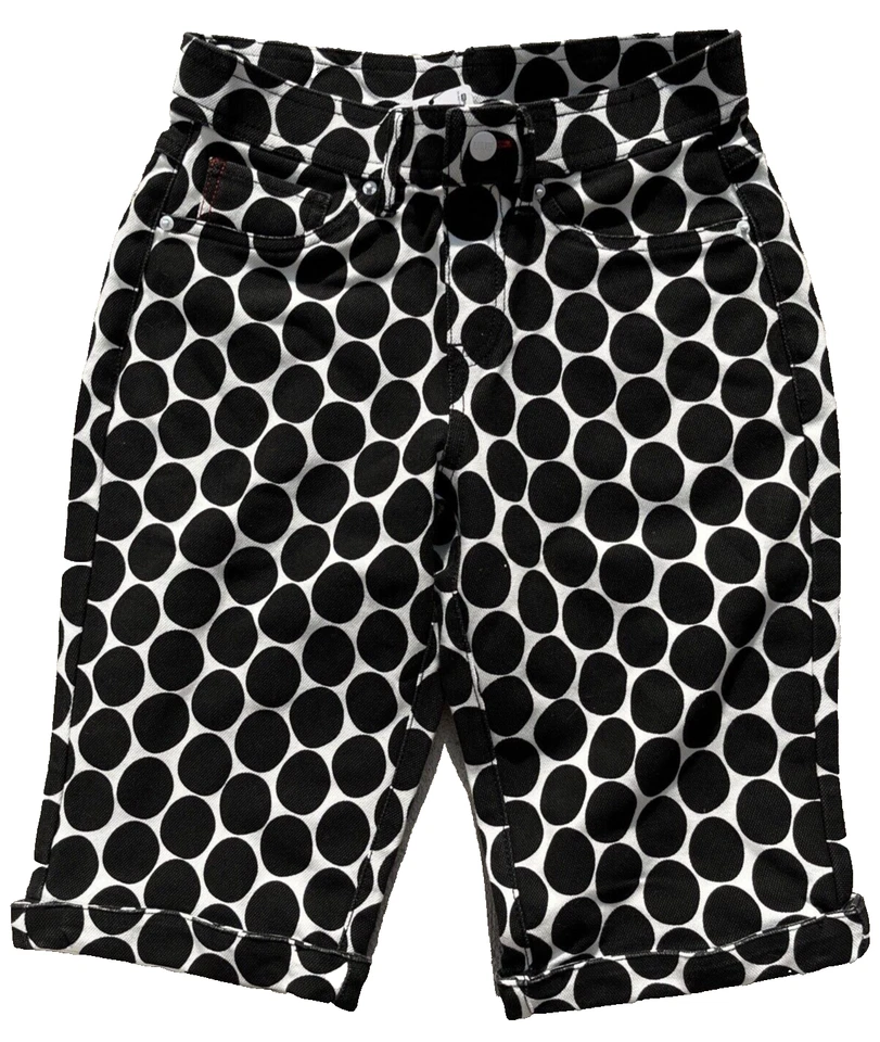 HUE Mujer Org Denim Boyfriend Pantalones Cortos Bermudas Negro Lunares X-Pequeño 0-2 Cintura 21" Foto 1 de 4