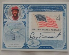 2005 LEAF CENTURY STAMP USA FLAG AUTO LUIS TIANT RED SOX 33/100