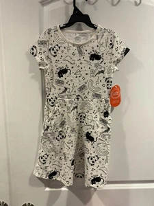 🐼 Wonder Nation 🐈 Panda Cats Music Pattern Play Dress w/ Pockets S (6-6X) 🆕 - Picture 1 of 5