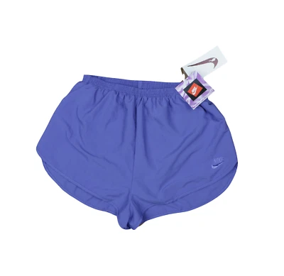 Deadstock Vtg 90s Nike Adult Large Spell Out Lined Running Shorts Purple Split - Image 1 of 4