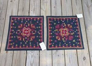 2 Vintage Embroidered Shisha Mirror Rajasthali Pillow Covers India Handicraft - Picture 1 of 11