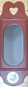 VINTAGE Red WOODEN WALL MIRROR With Ceramic Decoration By Soriano Ltd. - Picture 1 of 9