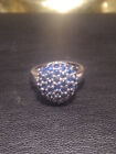 Estate 10K Gold Natural Intense Blue Sapphire Cluster Ring Size 5.75