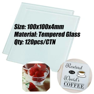 CALCA 120pcs Glossy 3.9in x 3.9in Square Sublimation Blank Glass Coaster - Picture 1 of 14