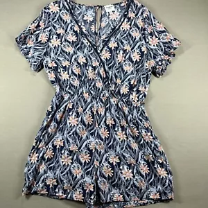 HAYDEN LA Women Bohemian Romper Blue Floral Color Print Sweetheart Neck 1XL - Picture 1 of 5