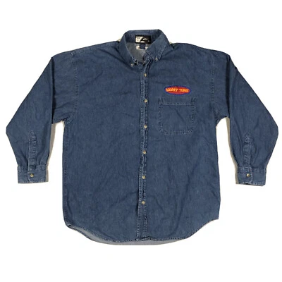 Vintage Looney Tunes Mens Large Denim Shirt Embroidered Top Line 1992 - Image 1 of 4