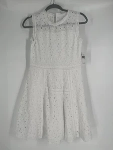 NWT KNIT WORKS girls white eyelet overlay sleeveless dress size 16 lined floral - Picture 1 of 13
