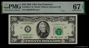US 20 Dollars 1993 PMG 67 EPQ UNC Fr #2080-L* FRN San Francisco Star Note - Picture 1 of 4