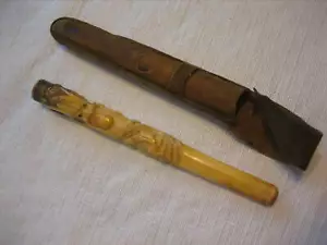 Vintage Carved Stone Dragon Hookah Mouth Piece / Pipe Stem / Cigarette Holder - Picture 1 of 12